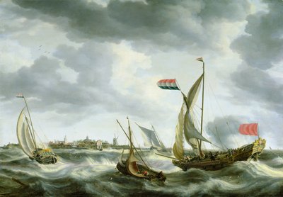 Schepen op Zee door Bonaventura Peeters